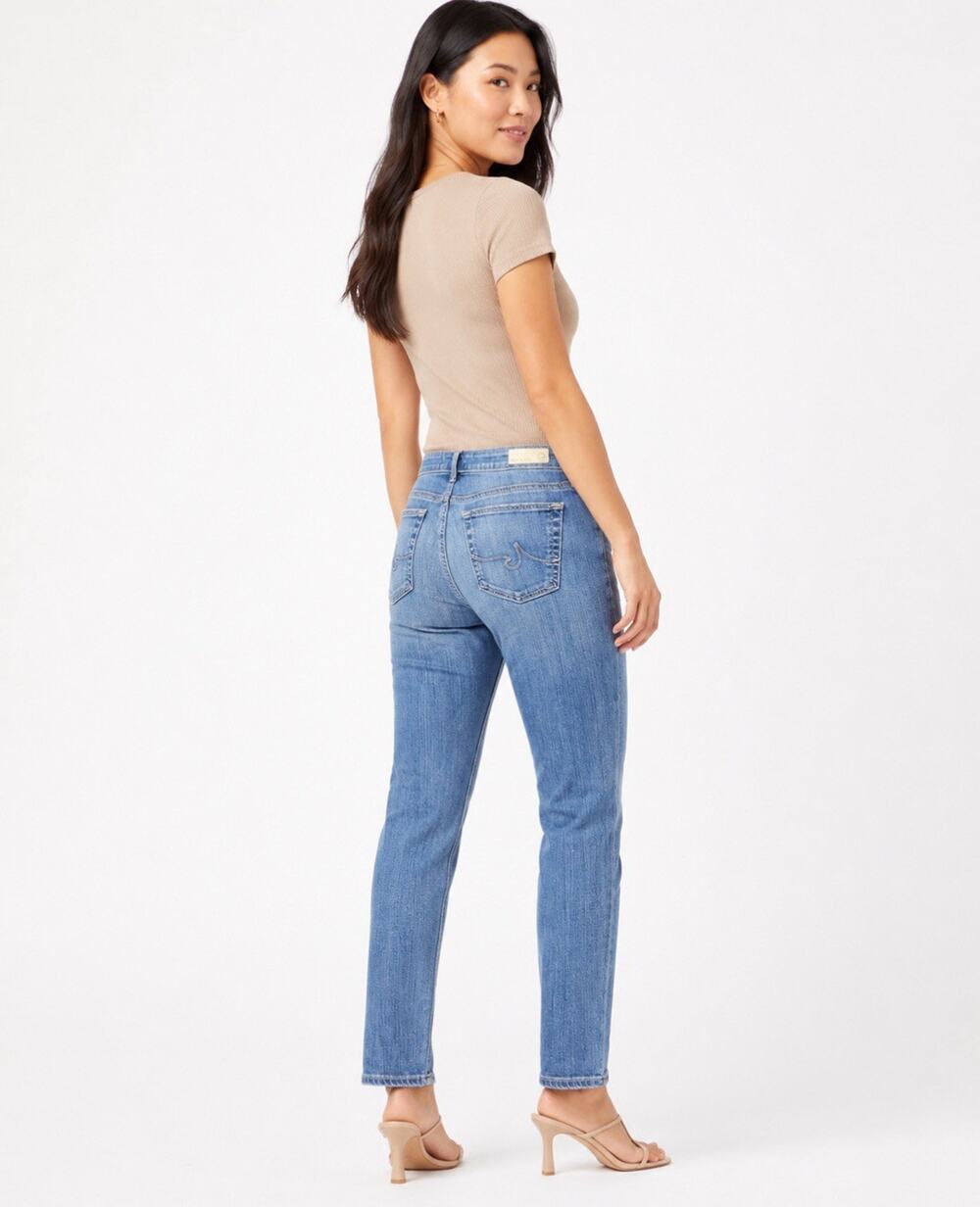 AG Adriano Goldschmied Women's Petite Slim Straight Ankle Jeans 28R Medium Wash
